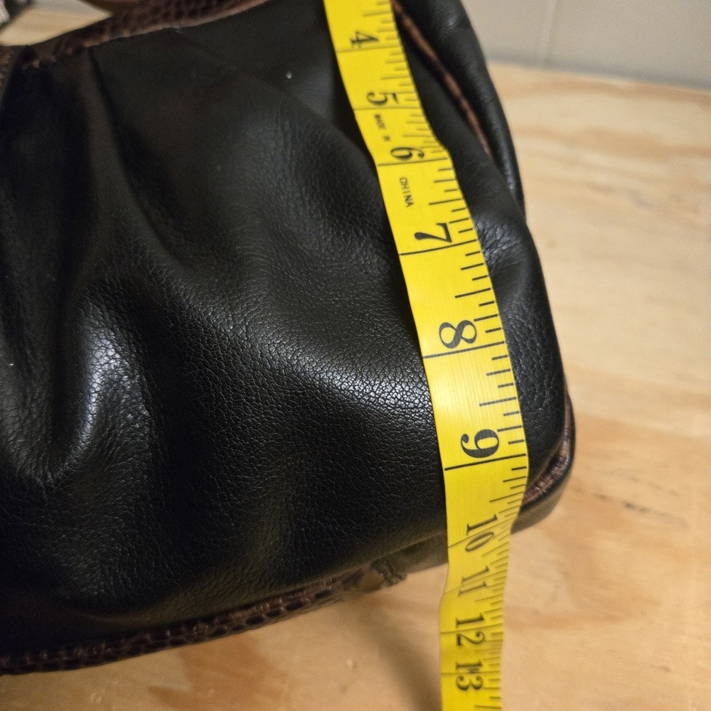 Brahmin Satchel Tuscan Brown Black Shoulder Bag VTG - Picture 11 of 12